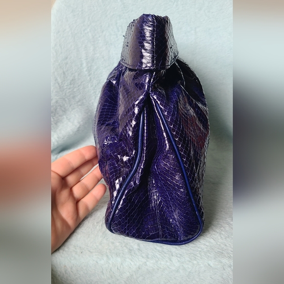 Vintage Blue "Snakeskin" Clutch By Clemente - Picture 6 of 13